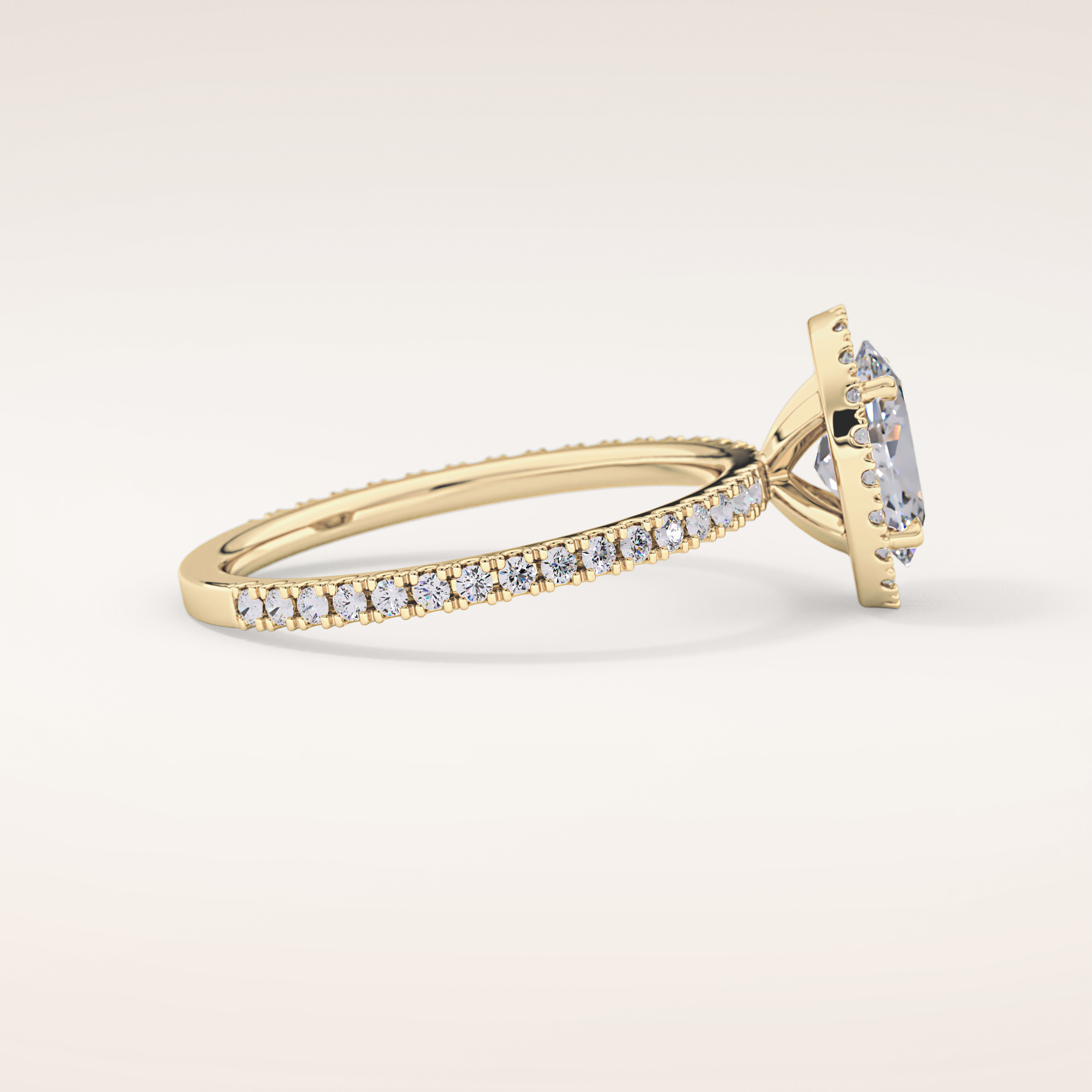 0.91 CT Oval Shaped Halo & Pave Moissanite Engagement Ring