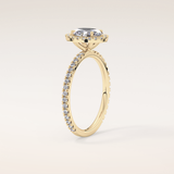 0.91 CT Oval Shaped Halo & Pave Moissanite Engagement Ring