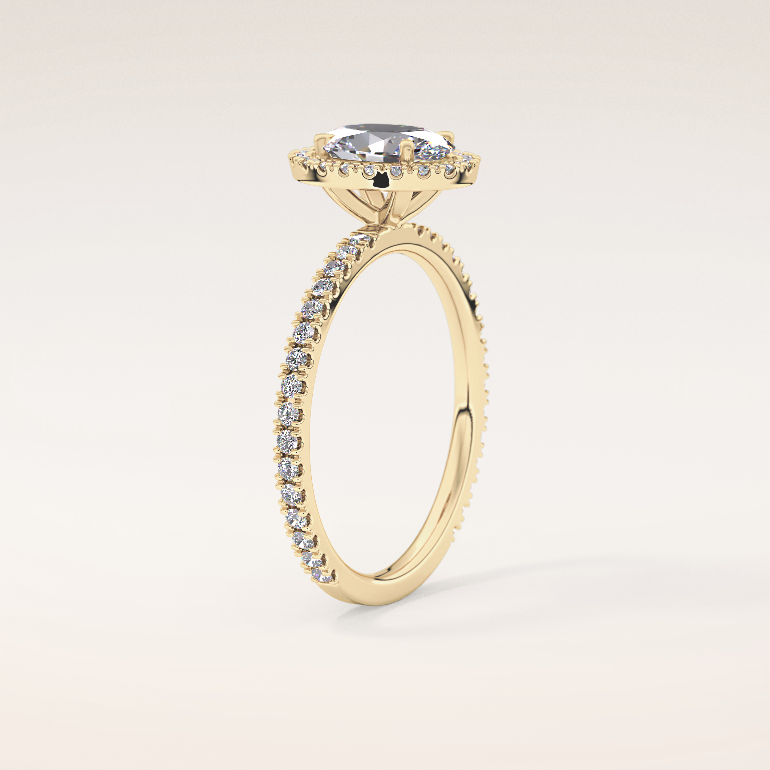 0.91 CT Oval Shaped Halo & Pave Moissanite Engagement Ring