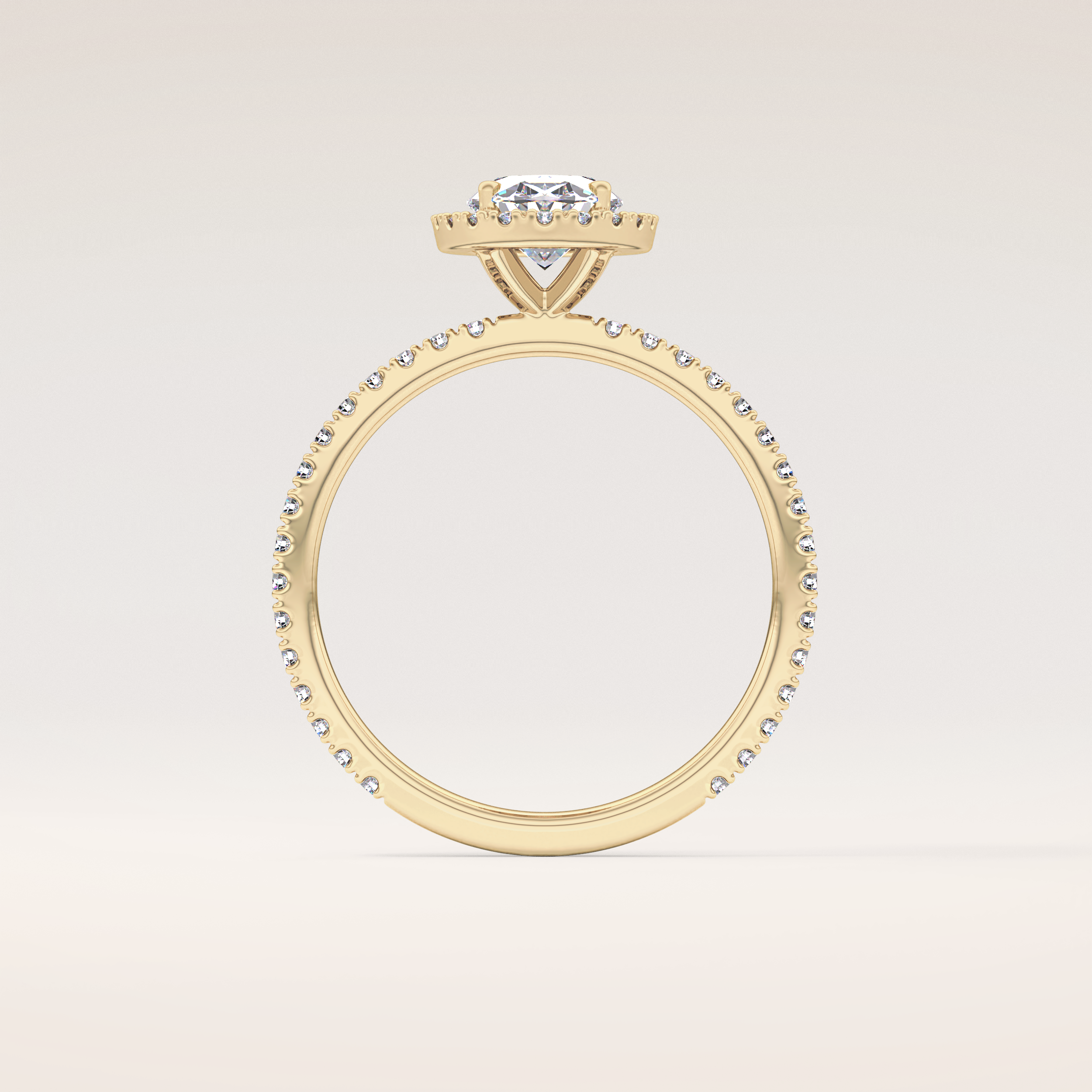 0.91 CT Oval Shaped Halo & Pave Moissanite Engagement Ring