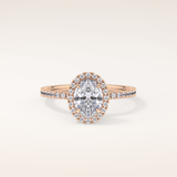0.91 CT Oval Shaped Halo & Pave Moissanite Engagement Ring