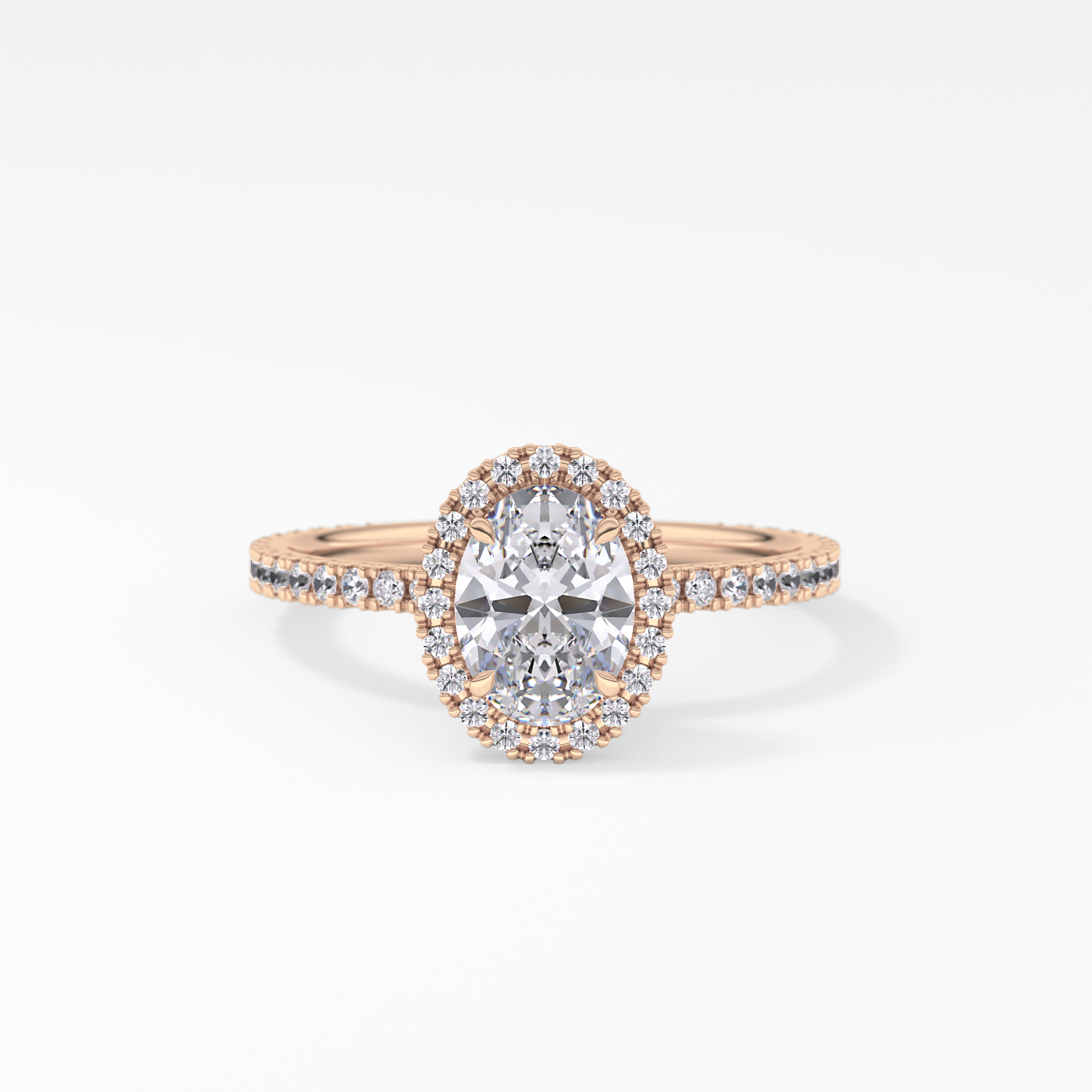 Oval Halo & Pave Lab Grown Diamond Engagement Ring