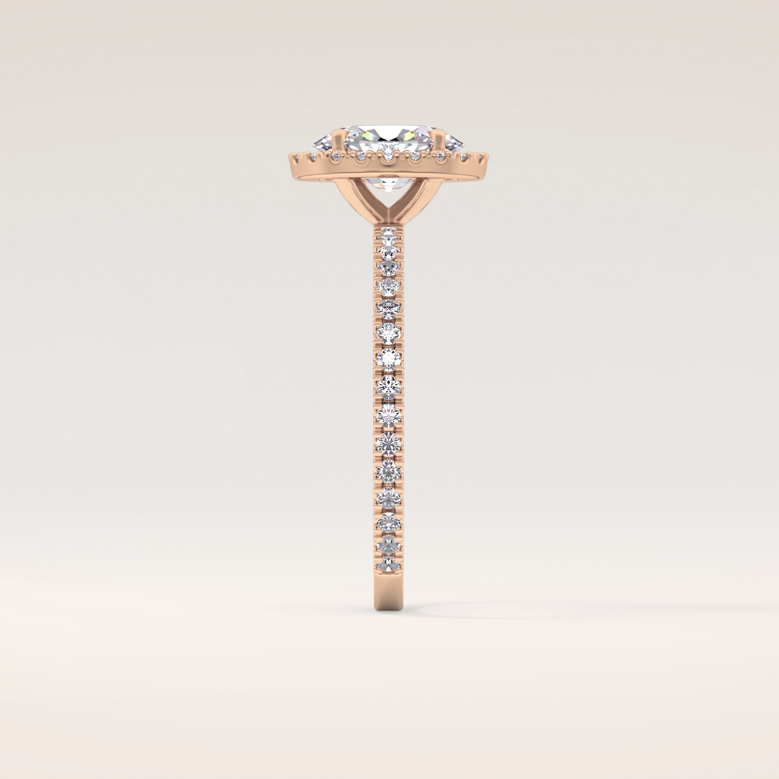 0.91 CT Oval Shaped Halo & Pave Moissanite Engagement Ring