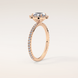 0.91 CT Oval Shaped Halo & Pave Moissanite Engagement Ring