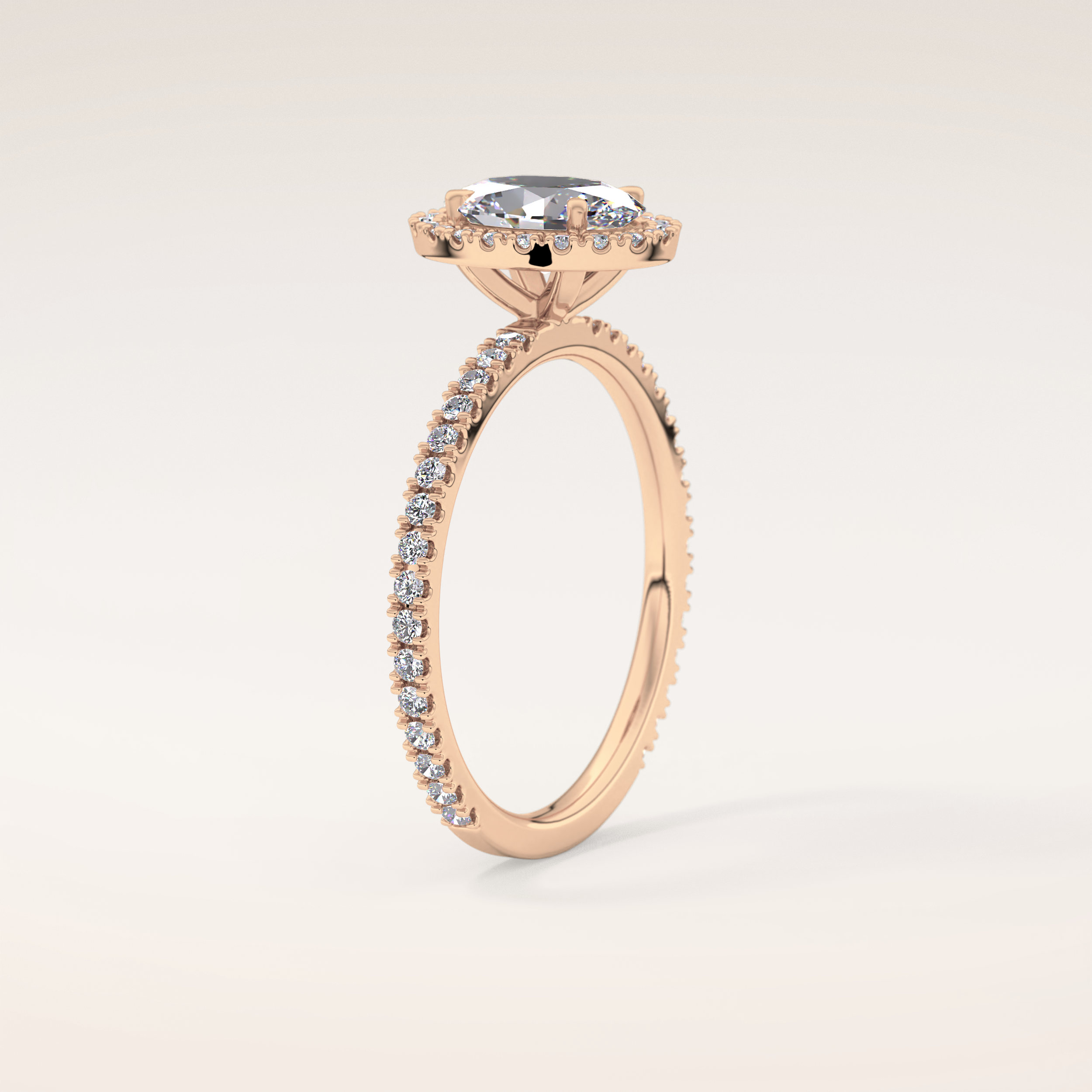 0.91 CT Oval Shaped Halo & Pave Moissanite Engagement Ring