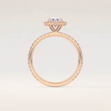 0.91 CT Oval Shaped Halo & Pave Moissanite Engagement Ring