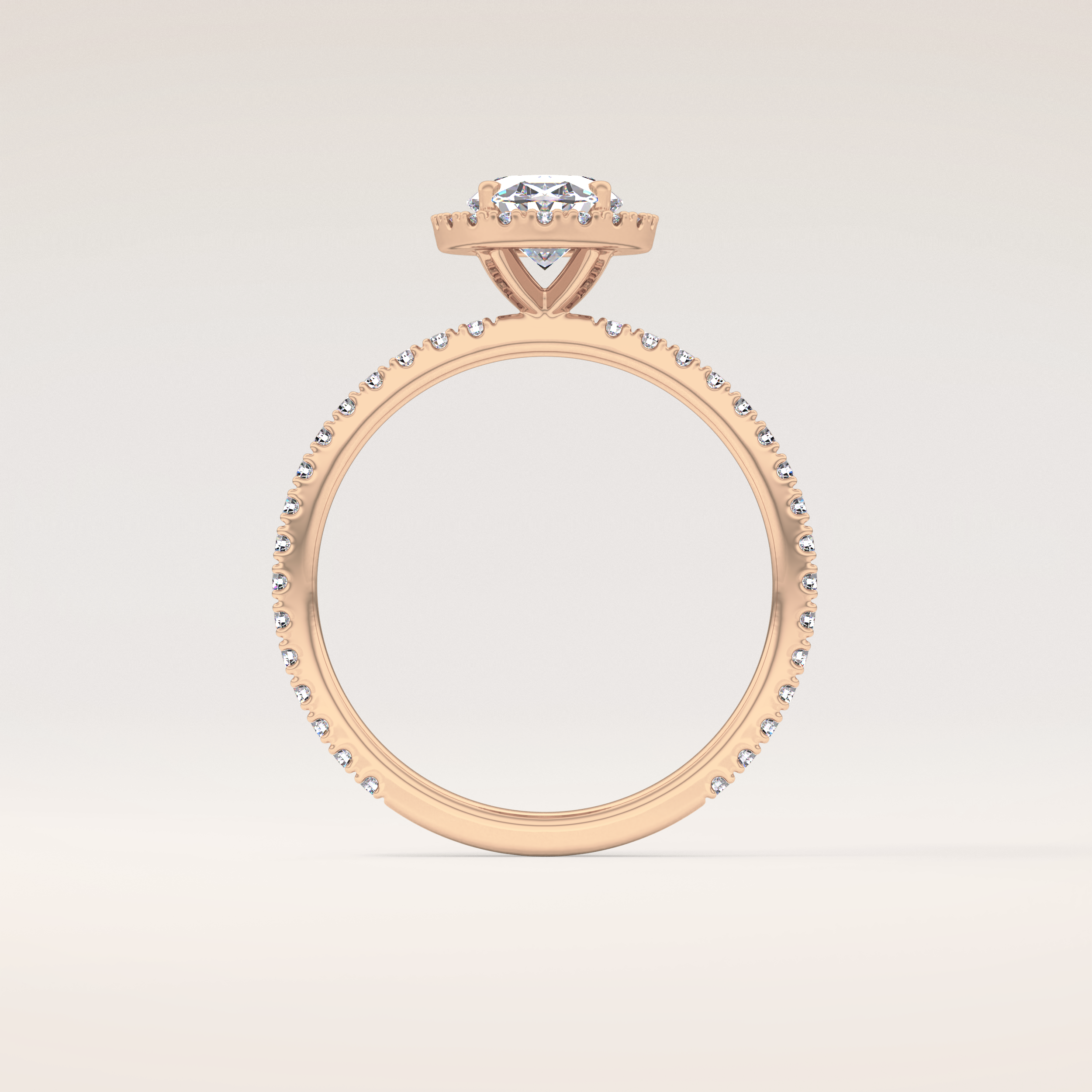 0.91 CT Oval Shaped Halo & Pave Moissanite Engagement Ring