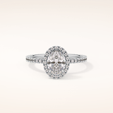 0.91 CT Oval Shaped Halo & Pave Moissanite Engagement Ring