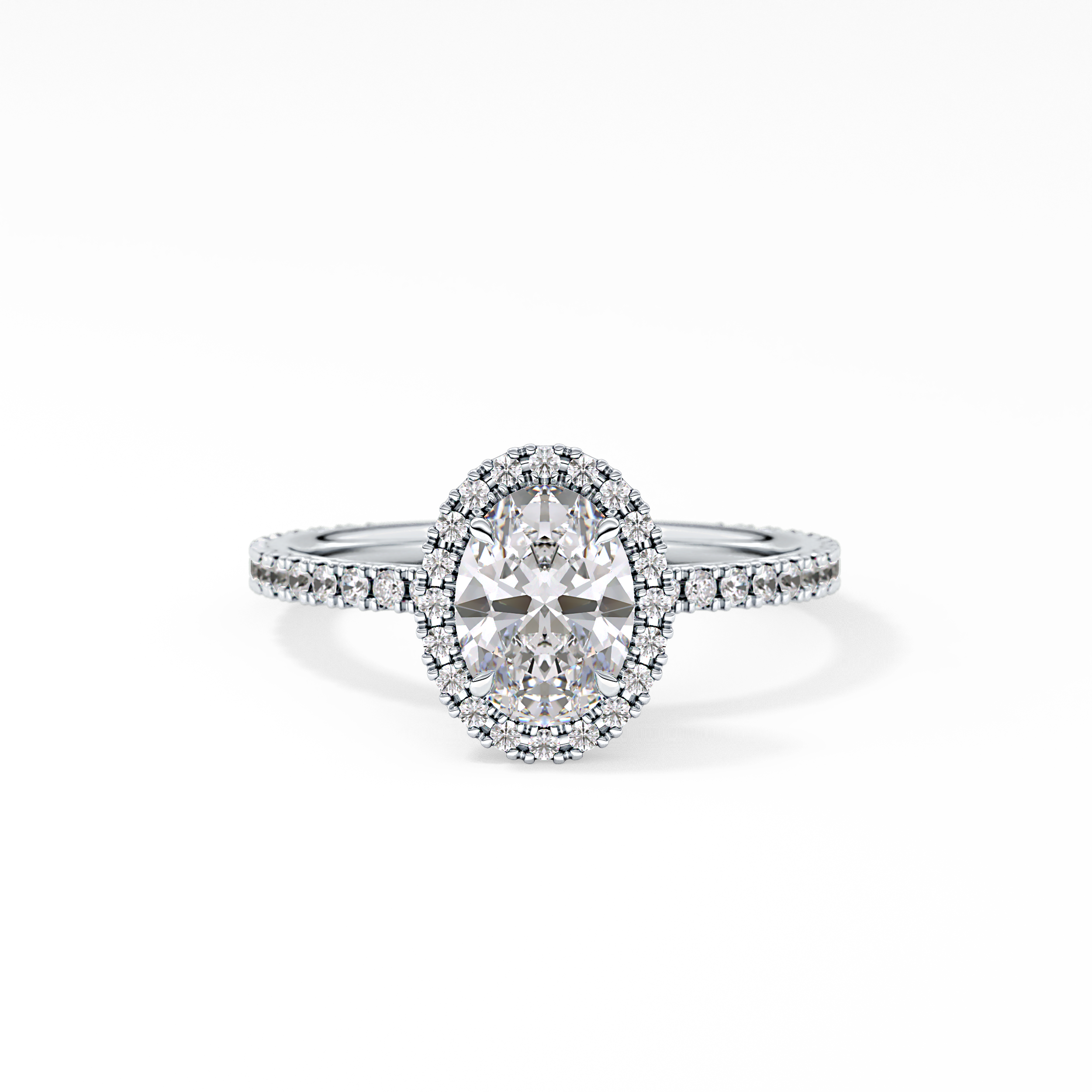 Oval Halo & Pave Lab Grown Diamond Engagement Ring