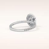 0.91 CT Oval Shaped Halo & Pave Moissanite Engagement Ring