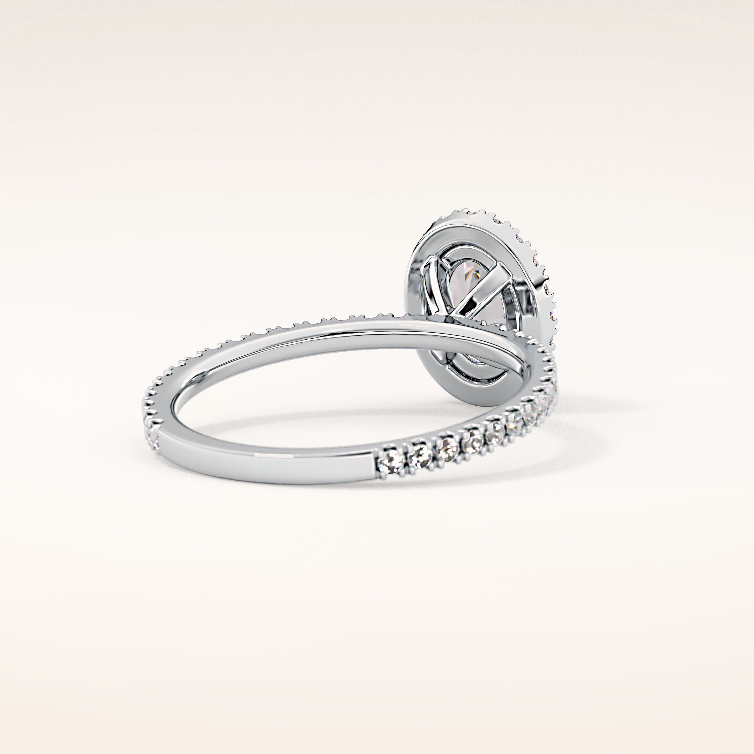 0.91 CT Oval Shaped Halo & Pave Moissanite Engagement Ring