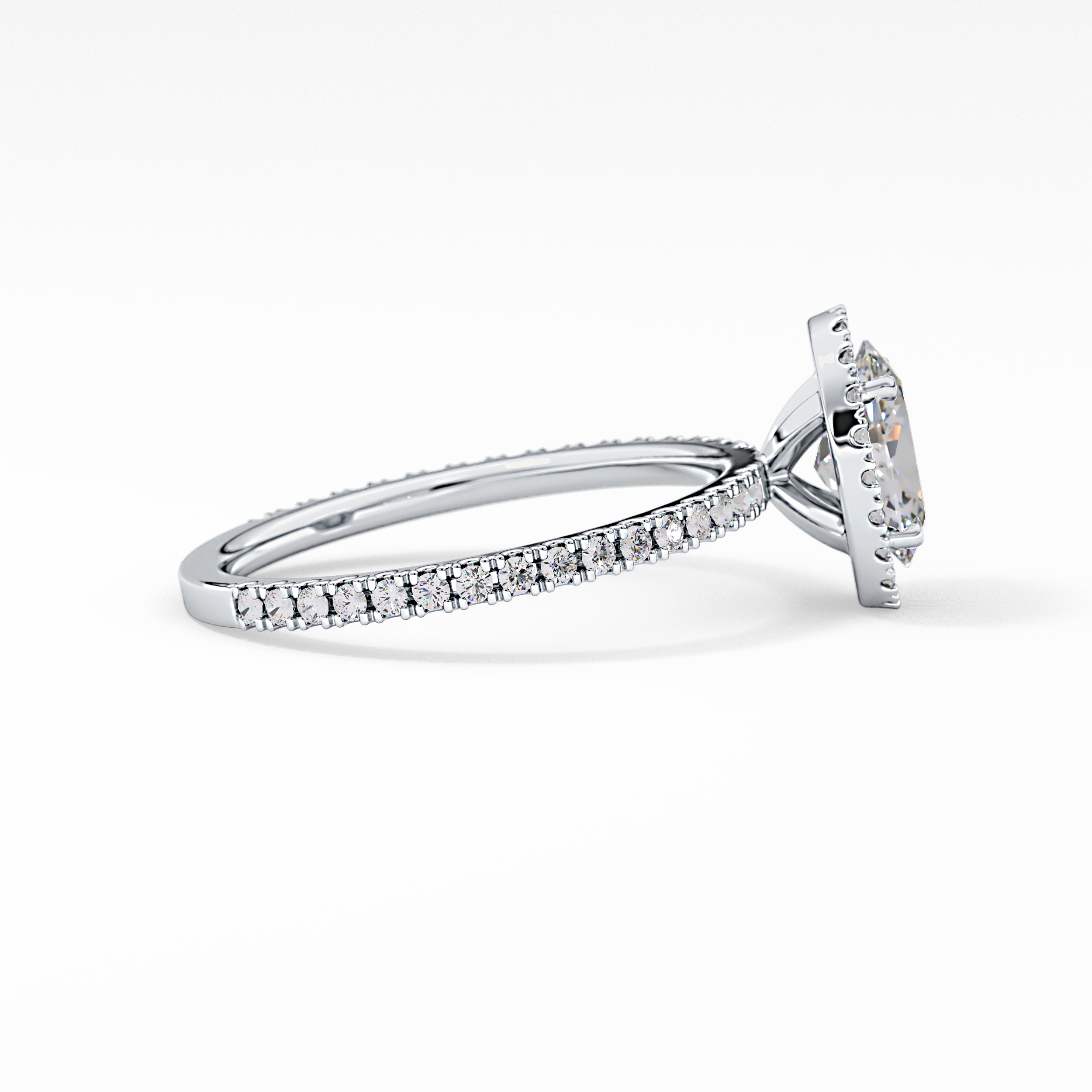 Oval Halo & Pave Lab Grown Diamond Engagement Ring