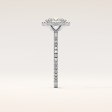 0.91 CT Oval Shaped Halo & Pave Moissanite Engagement Ring