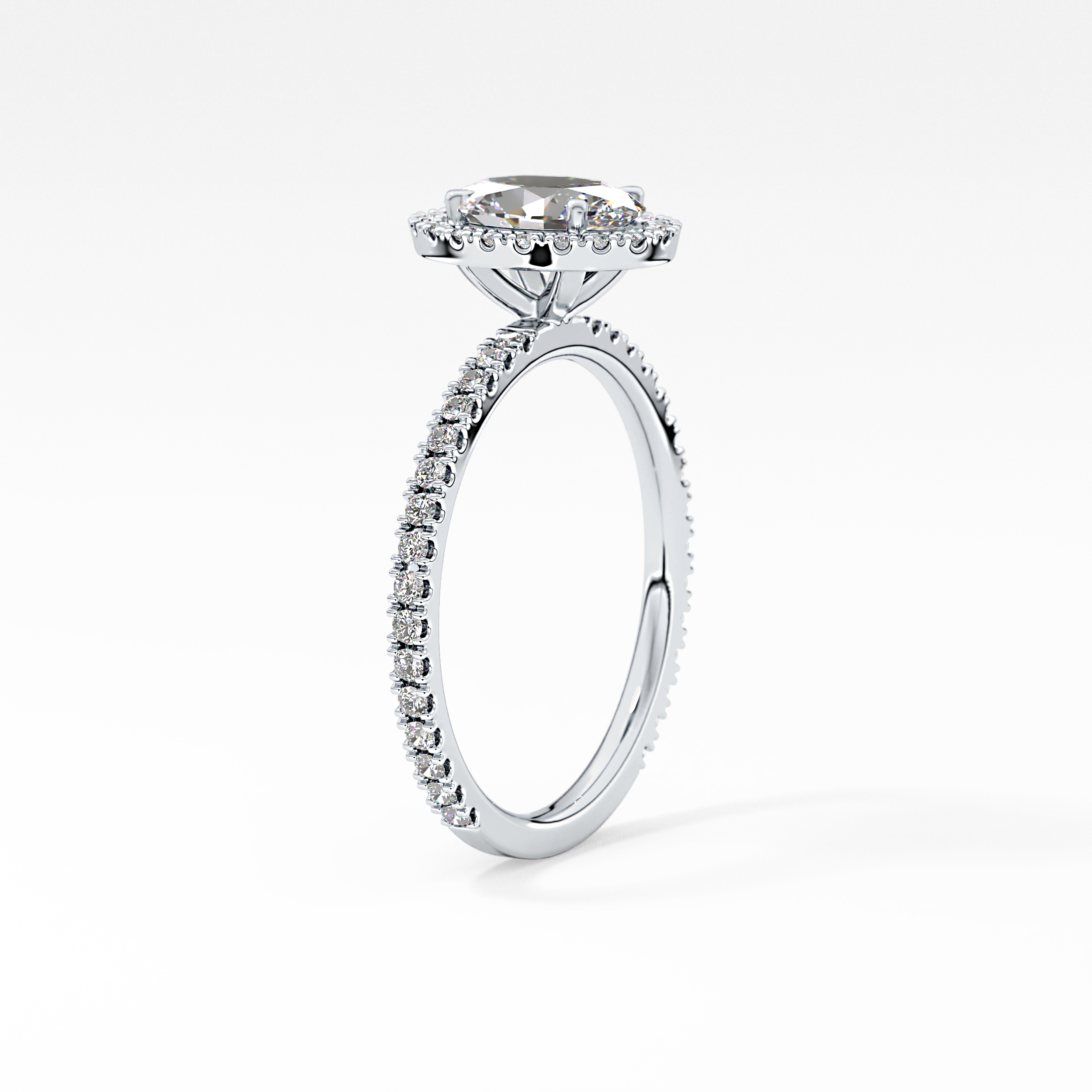 Oval Halo & Pave Lab Grown Diamond Engagement Ring