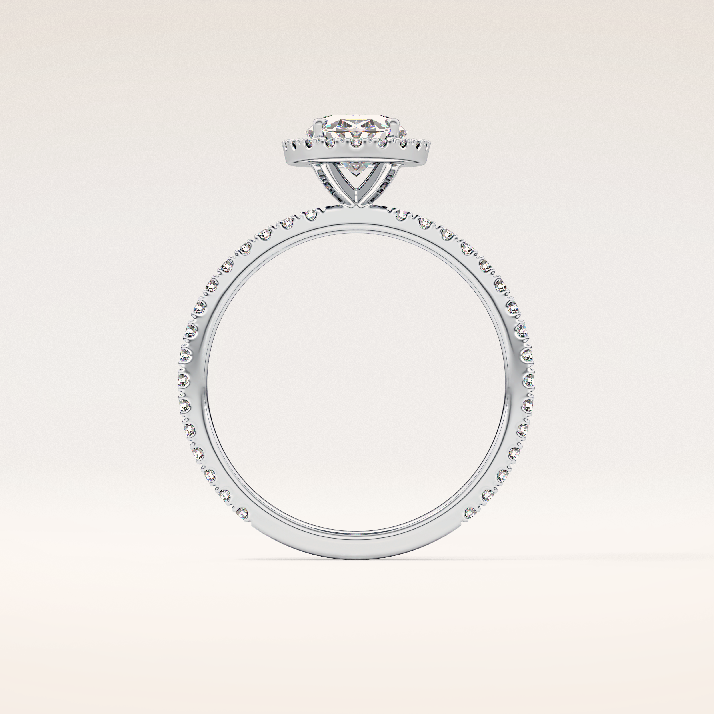 0.91 CT Oval Shaped Halo & Pave Moissanite Engagement Ring