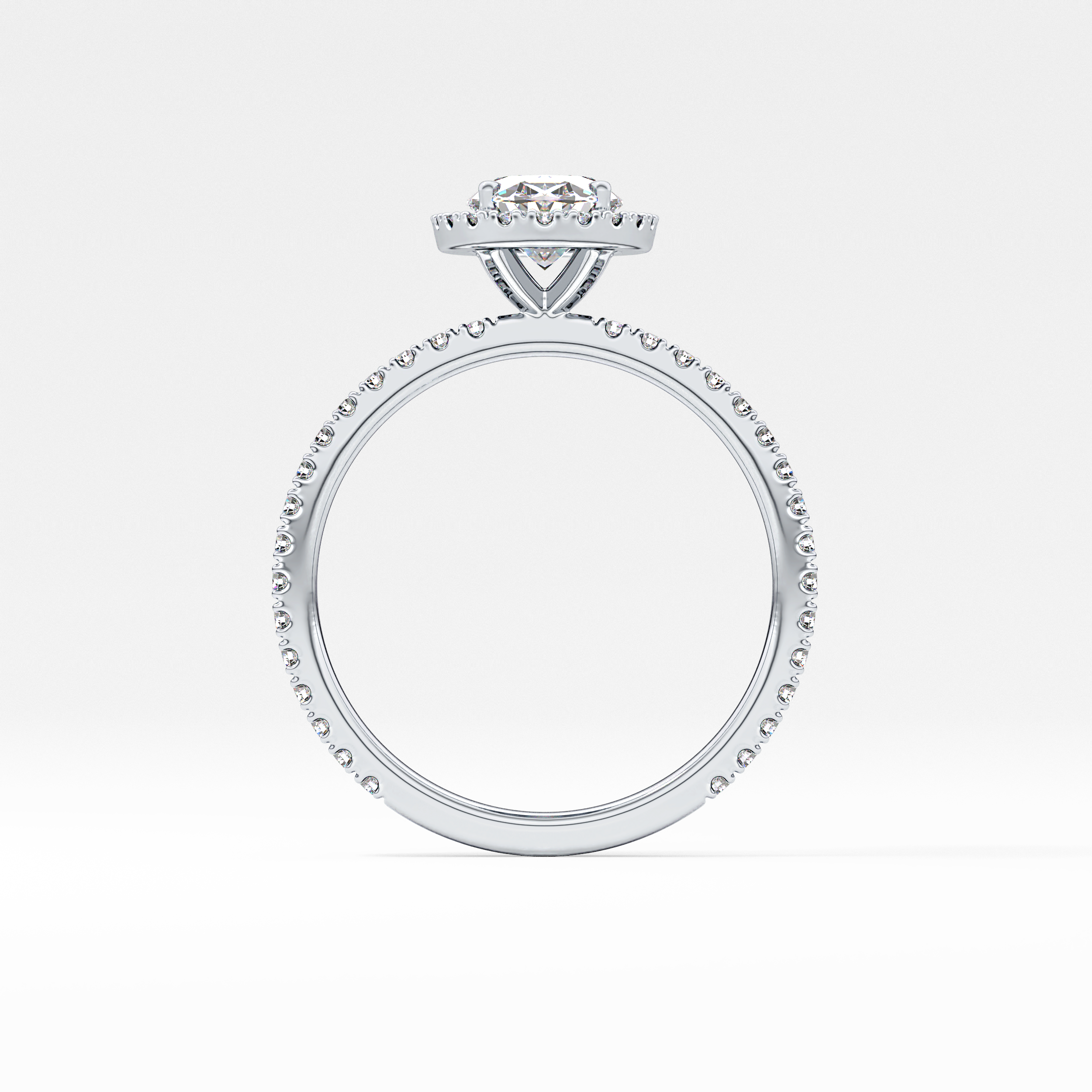Oval Halo & Pave Lab Grown Diamond Engagement Ring