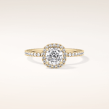 1.04 CT Cushion Shaped Halo Moissanite Engagement Ring