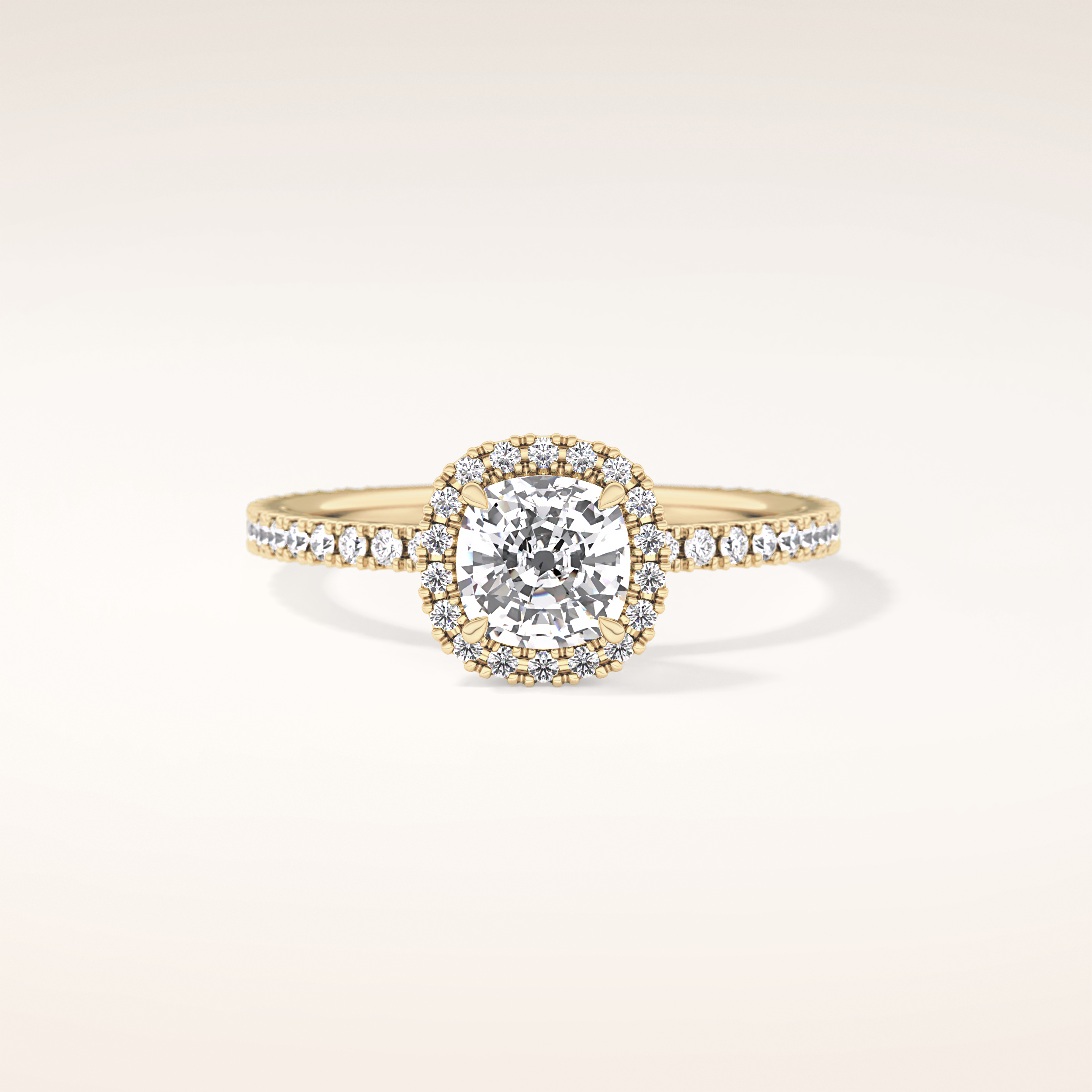 1.04 CT Cushion Shaped Halo Moissanite Engagement Ring