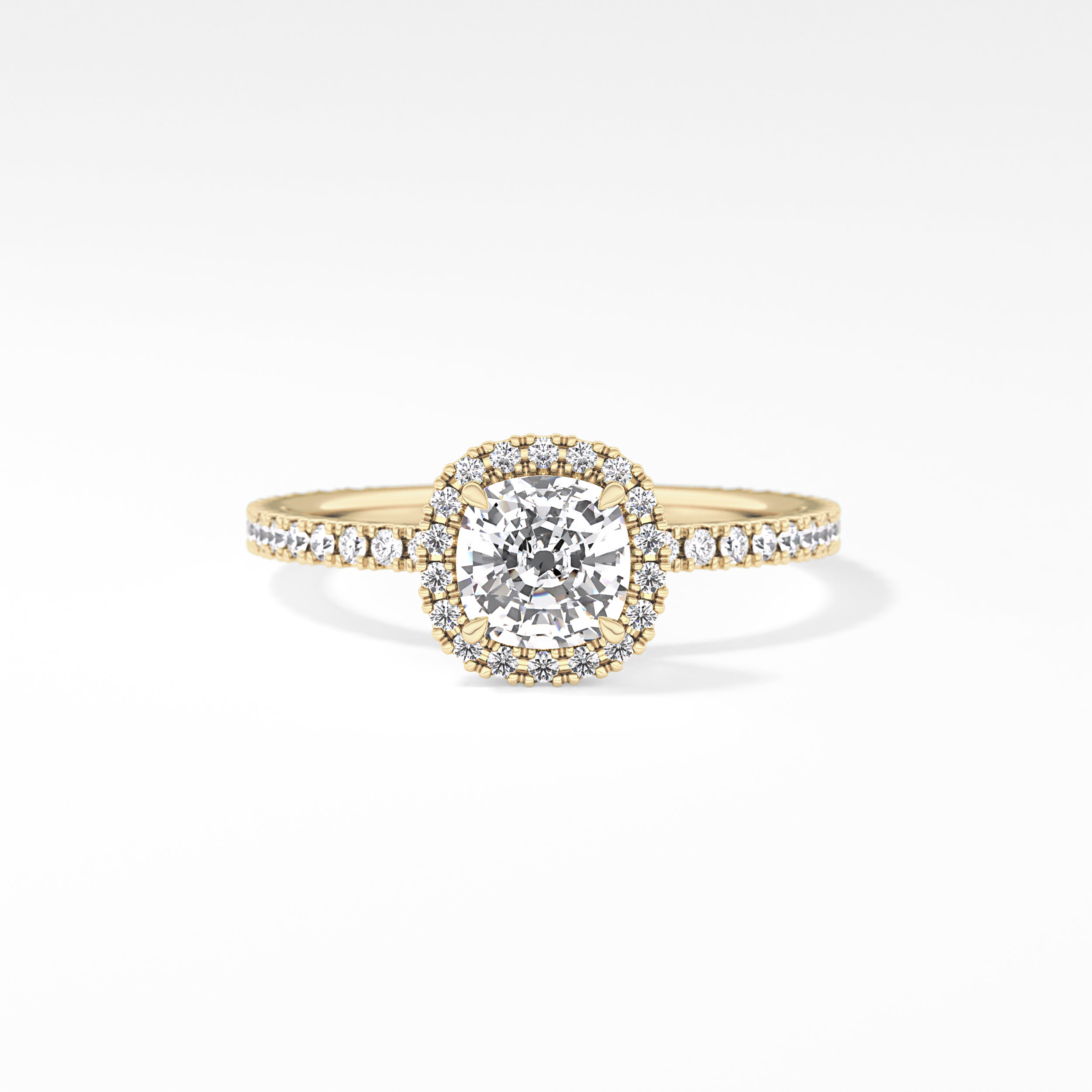 Cushion Halo & Pave Lab Grown Diamond Engagement Ring
