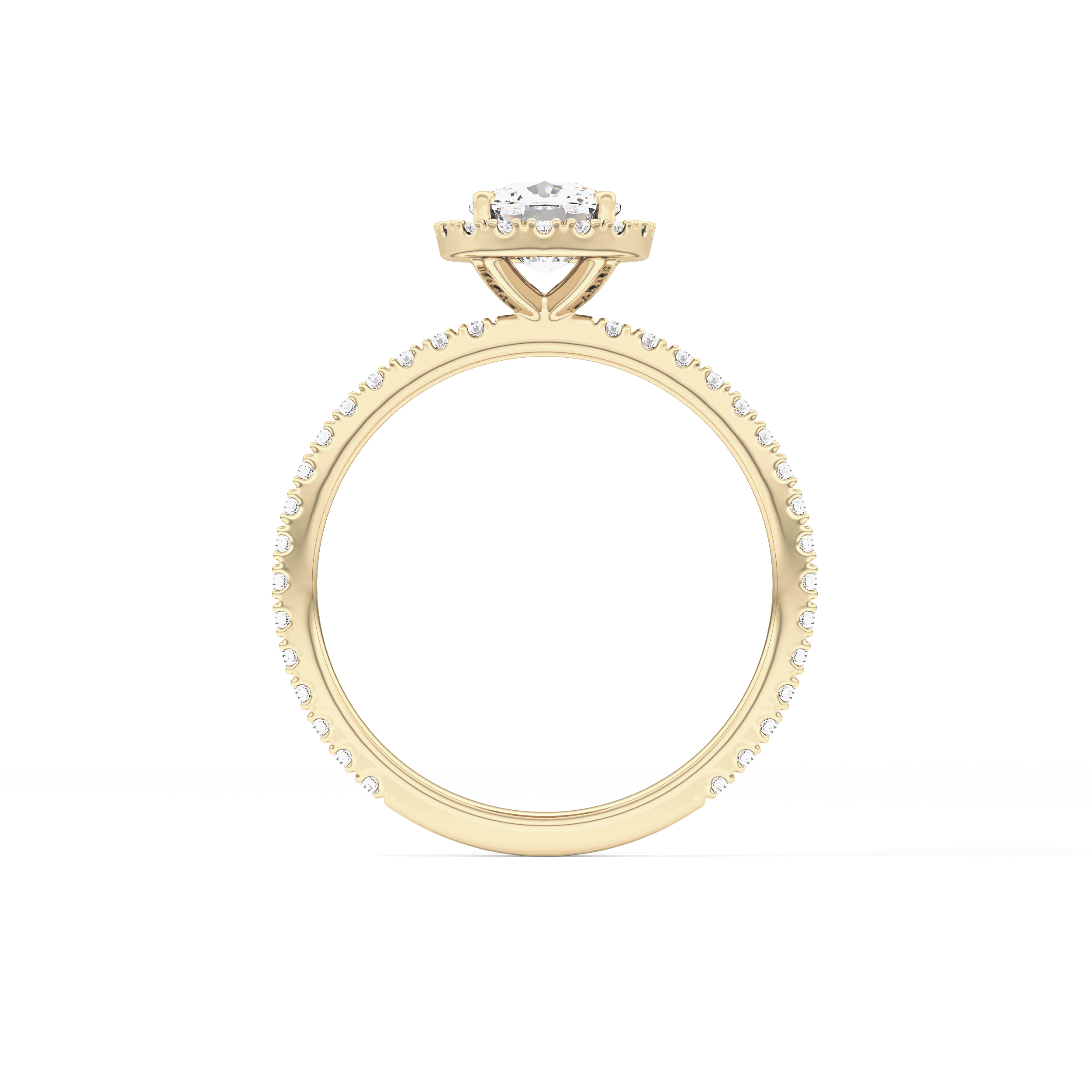 Cushion Halo & Pave Lab Grown Diamond Engagement Ring