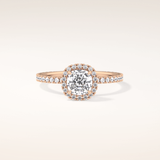 1.04 CT Cushion Shaped Halo Moissanite Engagement Ring