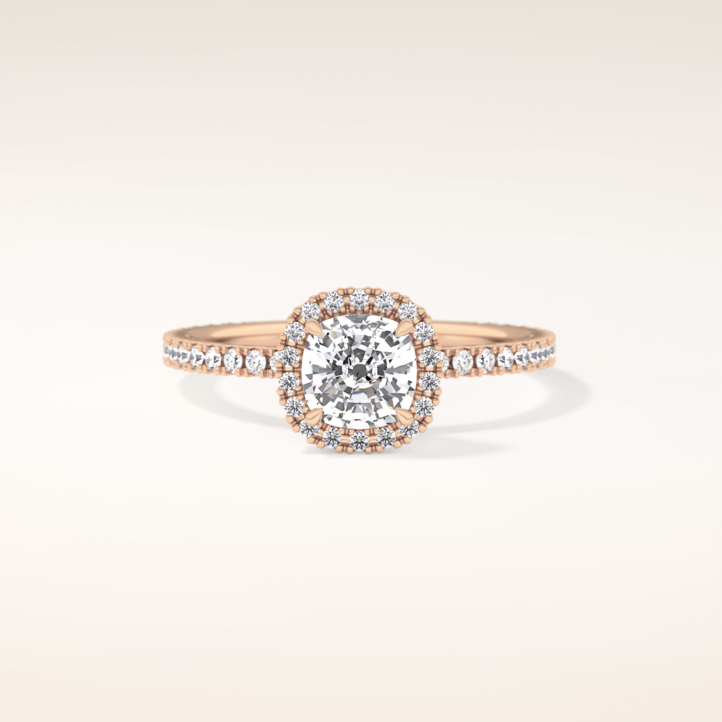 1.04 CT Cushion Shaped Halo Moissanite Engagement Ring