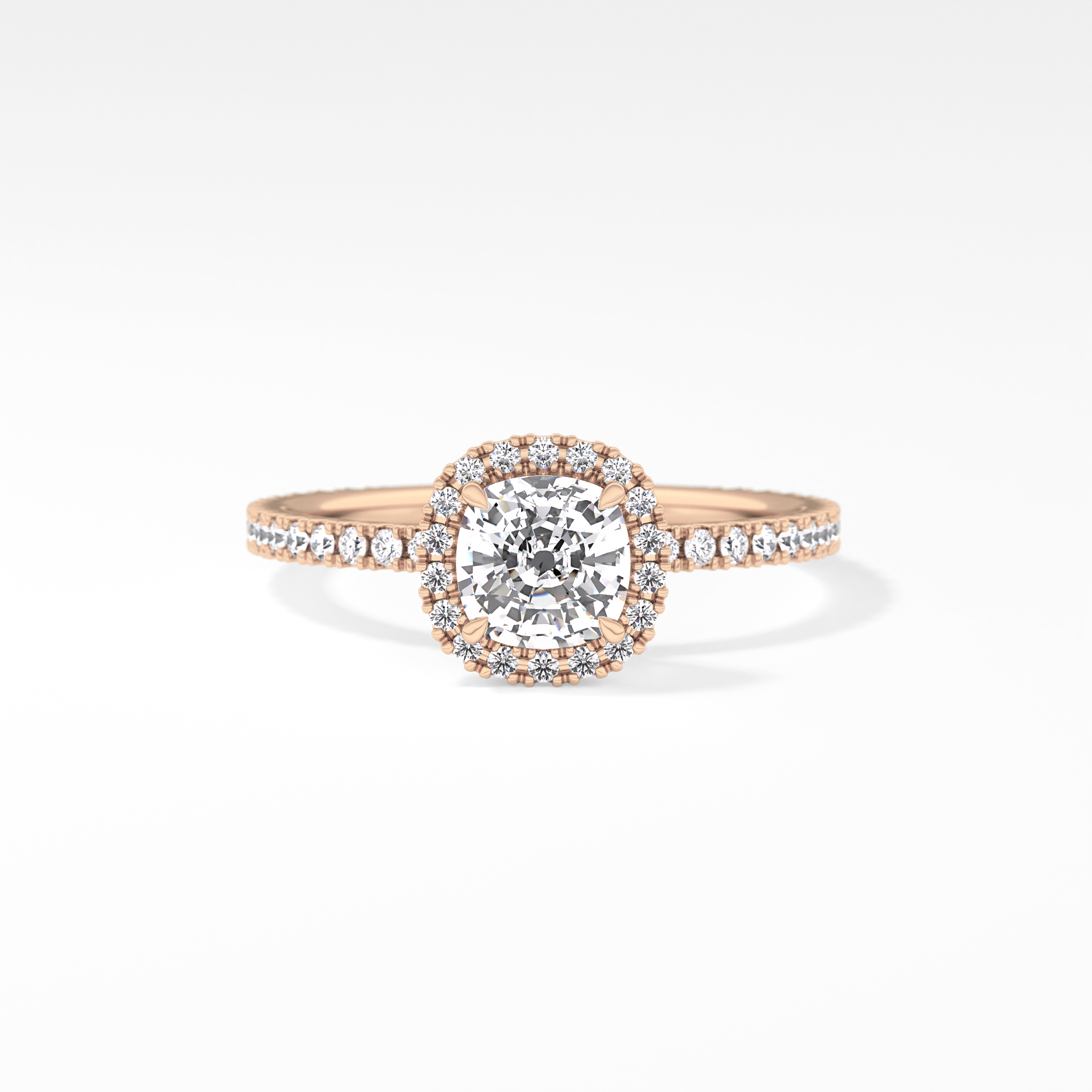Cushion Halo & Pave Lab Grown Diamond Engagement Ring