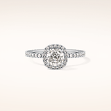 1.04 CT Cushion Shaped Halo Moissanite Engagement Ring
