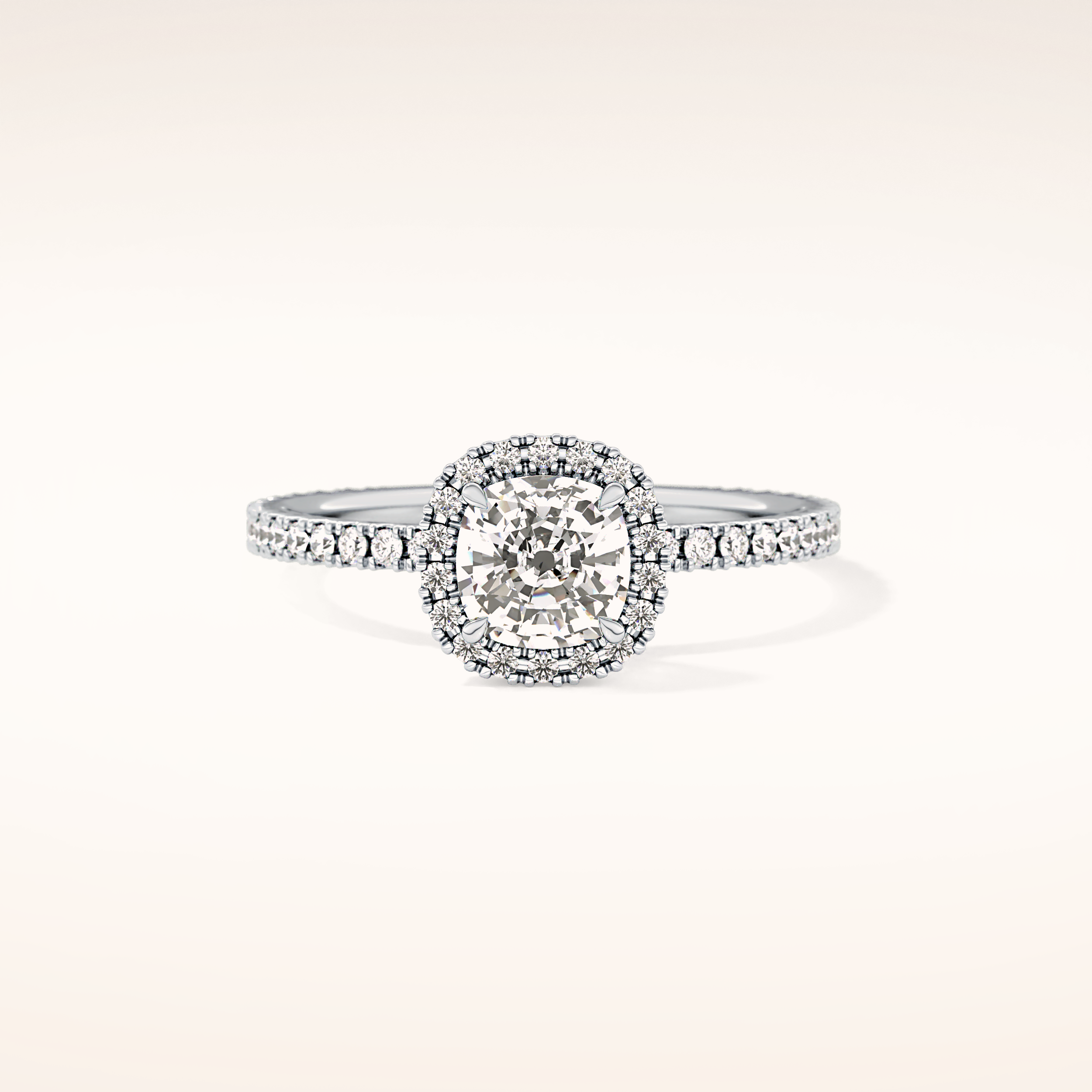 1.04 CT Cushion Shaped Halo Moissanite Engagement Ring
