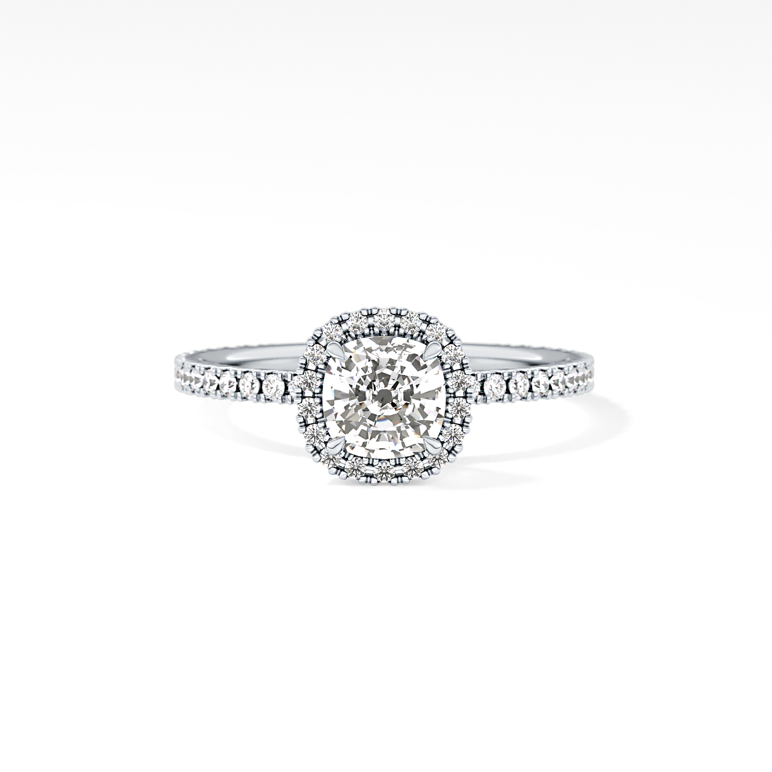 Cushion Halo & Pave Lab Grown Diamond Engagement Ring