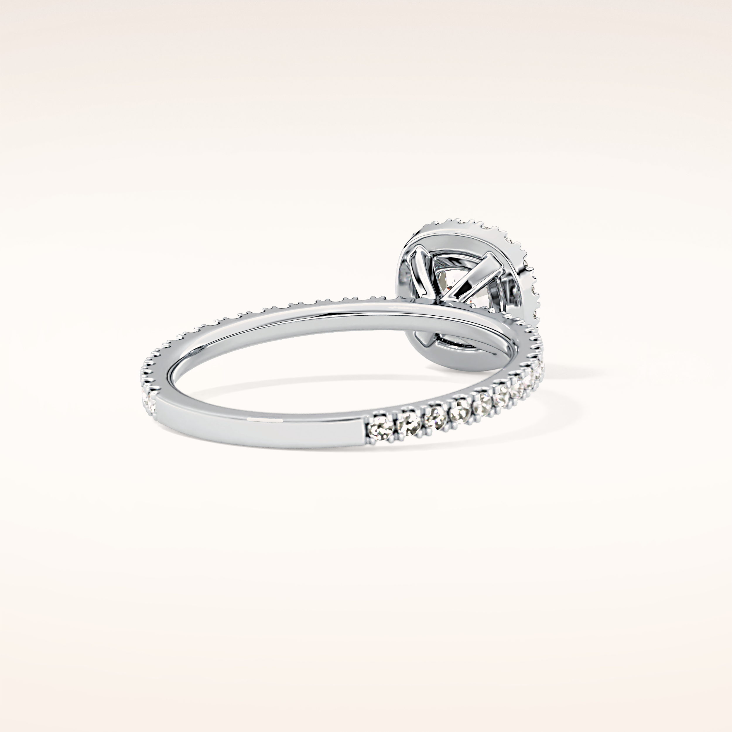 1.04 CT Cushion Shaped Halo Moissanite Engagement Ring