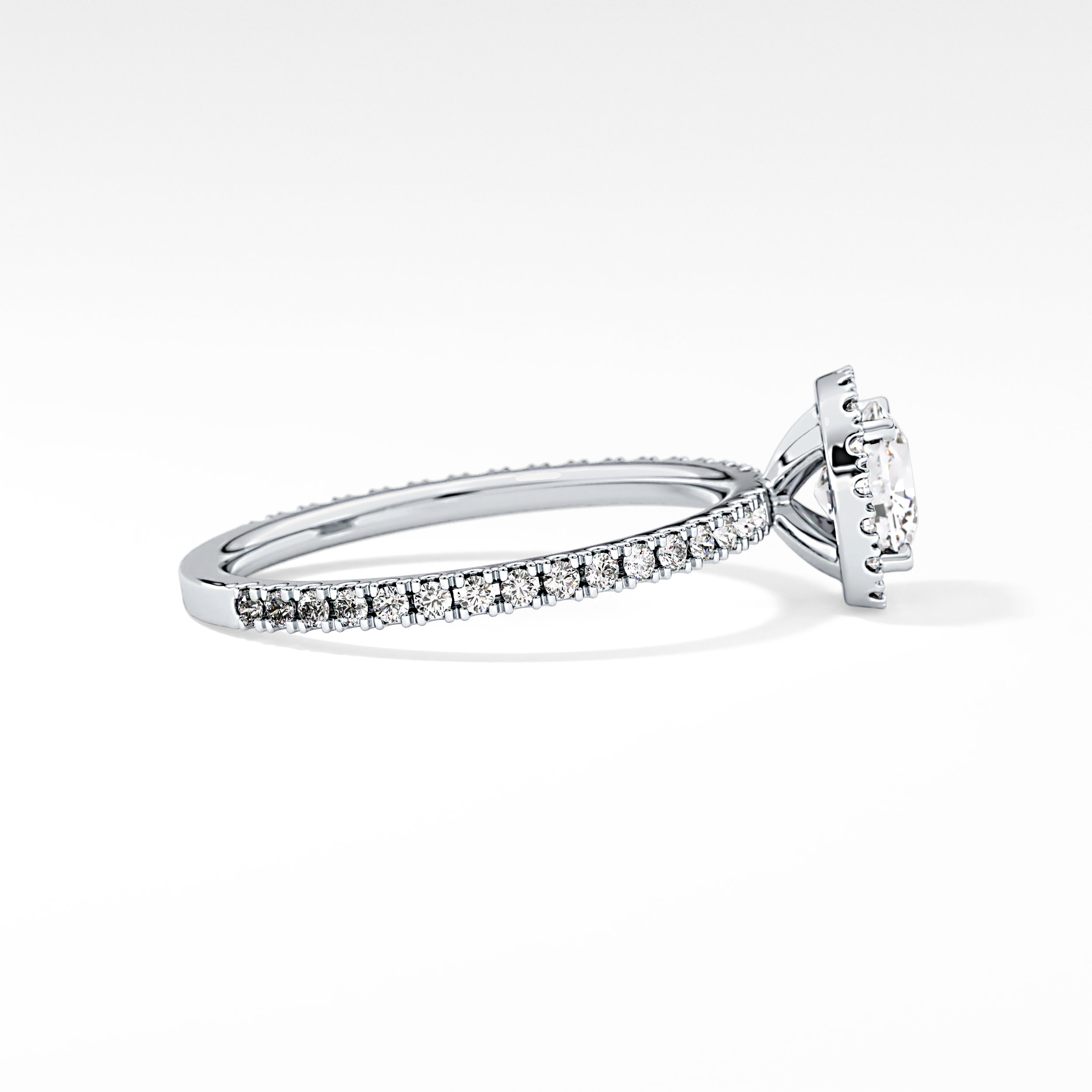 Cushion Halo & Pave Lab Grown Diamond Engagement Ring