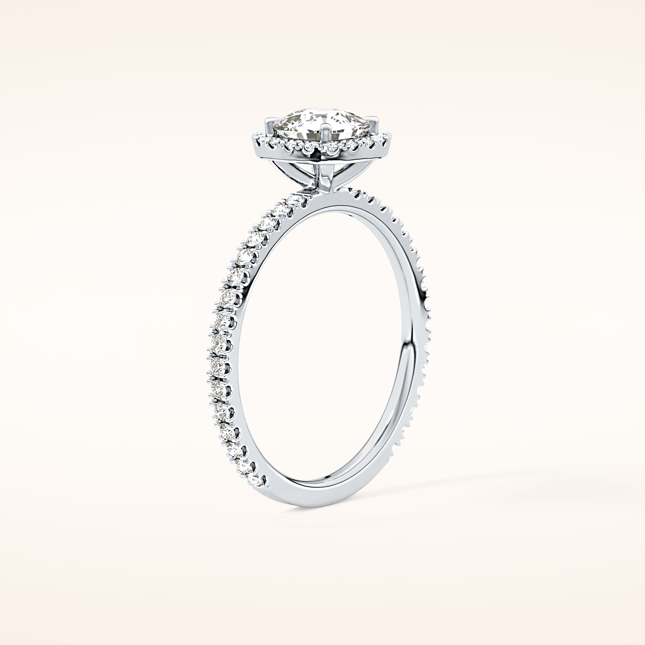 1.04 CT Cushion Shaped Halo Moissanite Engagement Ring
