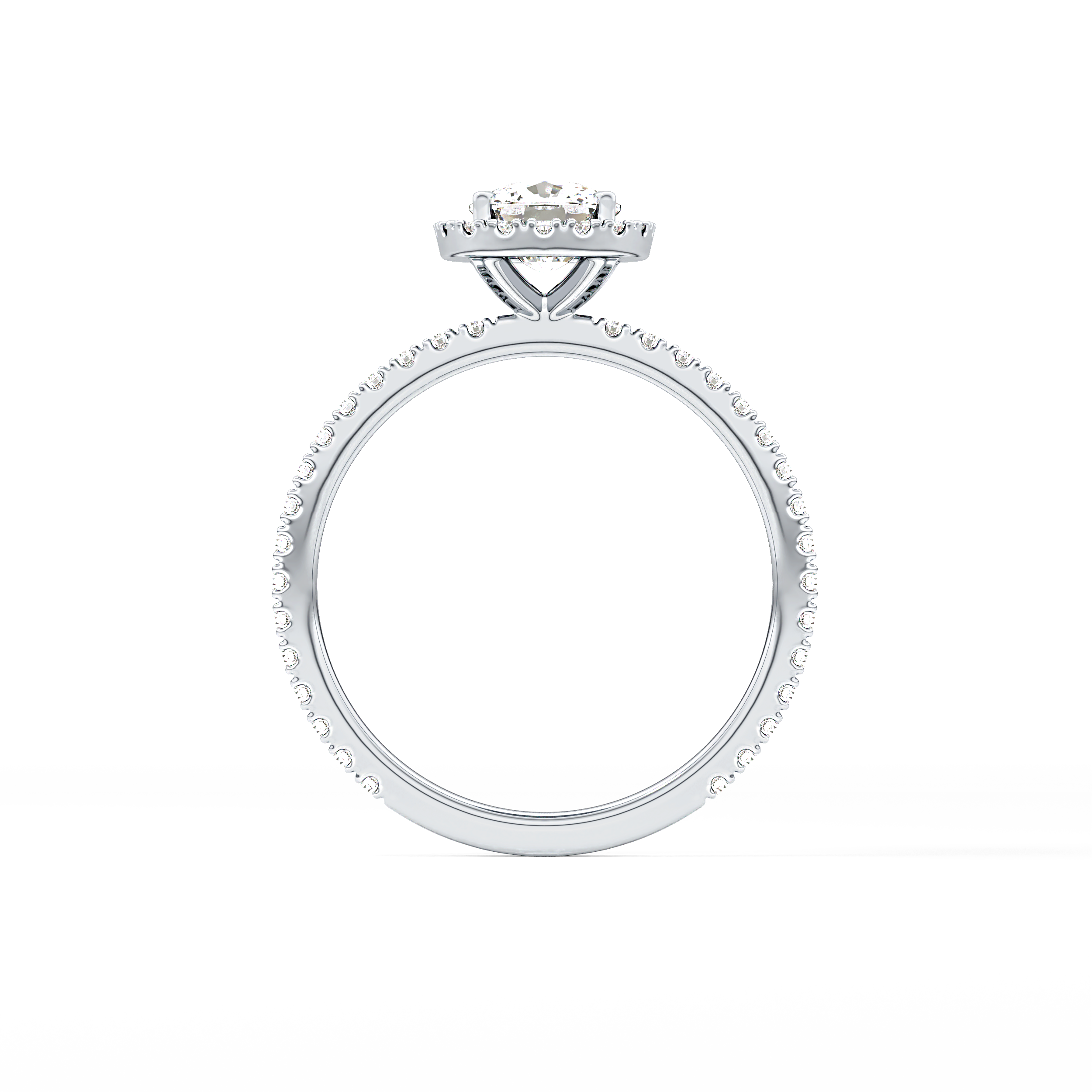 Cushion Halo & Pave Lab Grown Diamond Engagement Ring