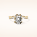 1.02 CT Emerald Shaped Halo & Pave Moissanite Engagement Ring