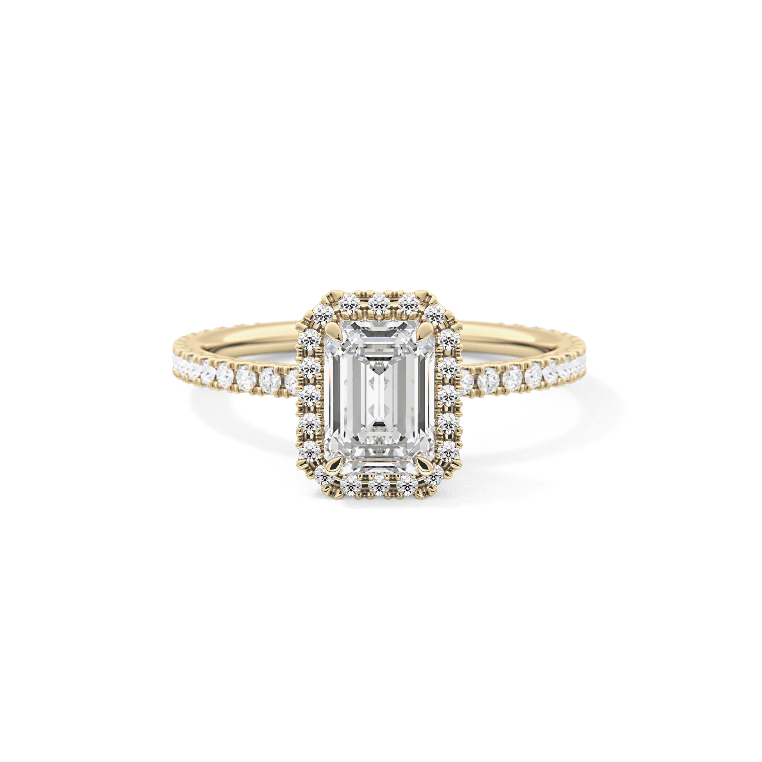 Emerald Halo & Pave Lab Grown Diamond Engagement Ring