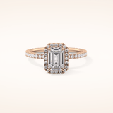 1.02 CT Emerald Shaped Halo & Pave Moissanite Engagement Ring