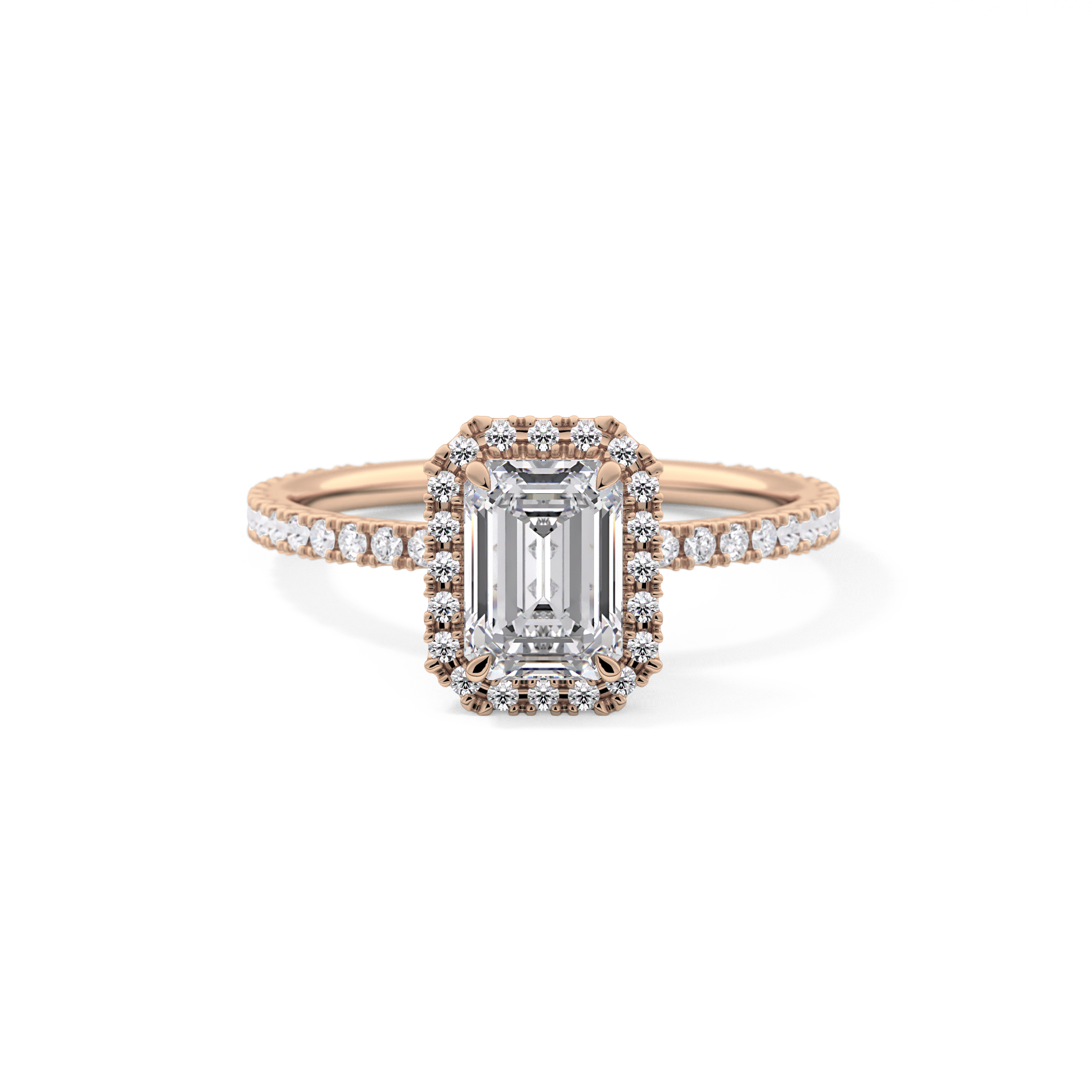 Emerald Halo & Pave Lab Grown Diamond Engagement Ring