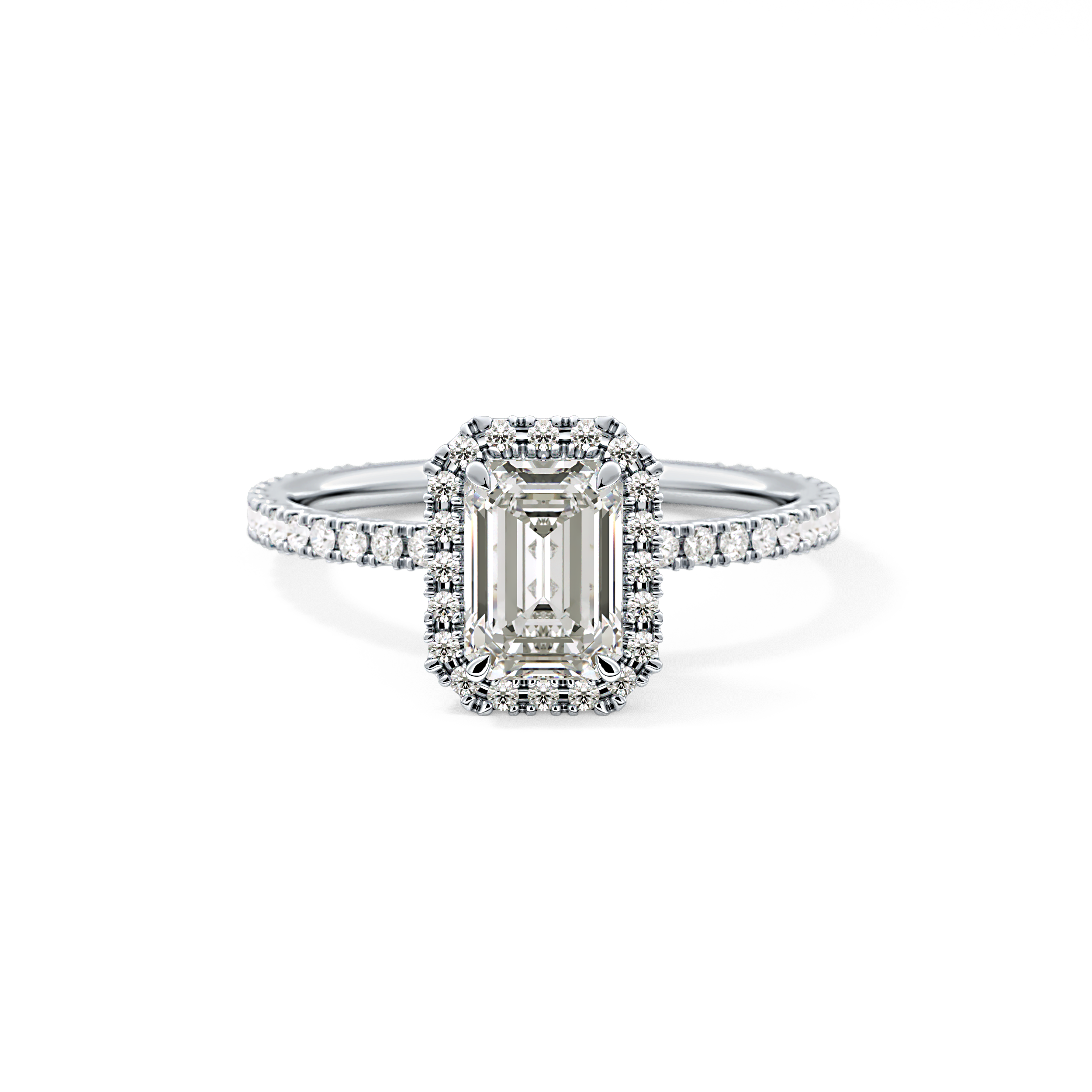Emerald Halo & Pave Lab Grown Diamond Engagement Ring