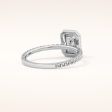 1.02 CT Emerald Shaped Halo & Pave Moissanite Engagement Ring