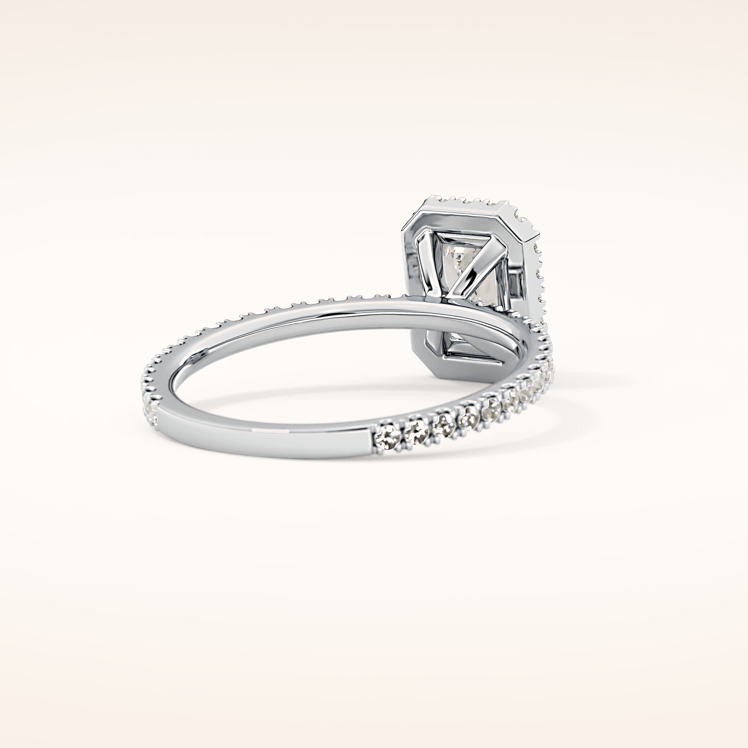 1.02 CT Emerald Shaped Halo & Pave Moissanite Engagement Ring