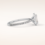 1.02 CT Emerald Shaped Halo & Pave Moissanite Engagement Ring