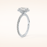 1.02 CT Emerald Shaped Halo & Pave Moissanite Engagement Ring