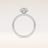 1.02 CT Emerald Shaped Halo & Pave Moissanite Engagement Ring