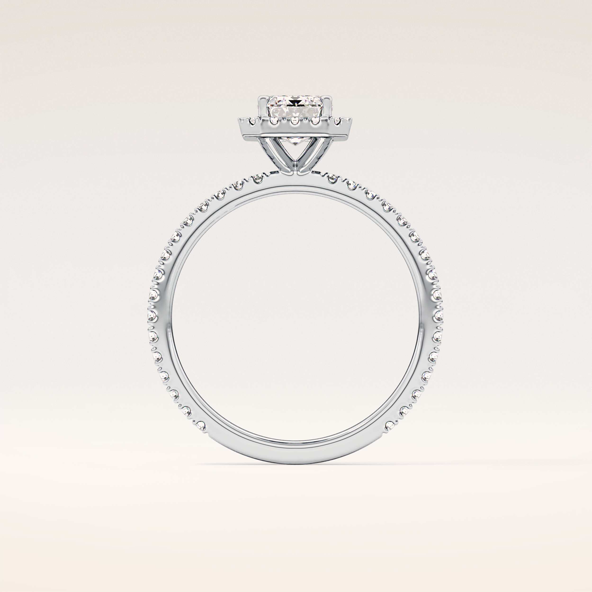 1.02 CT Emerald Shaped Halo & Pave Moissanite Engagement Ring