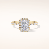 1.21 CT Radiant Shaped Halo & Pave Moissanite Engagement Ring