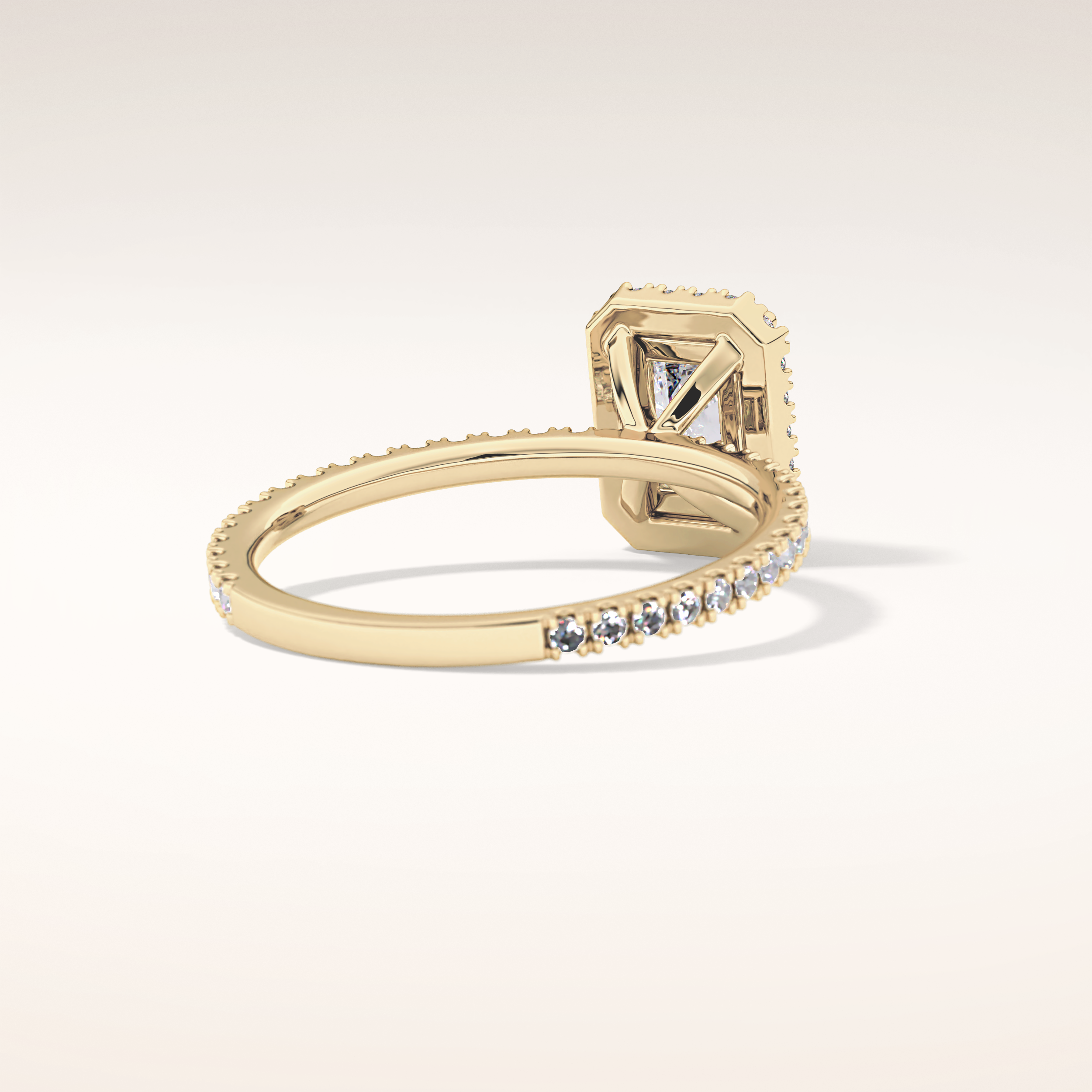 1.21 CT Radiant Shaped Halo & Pave Moissanite Engagement Ring