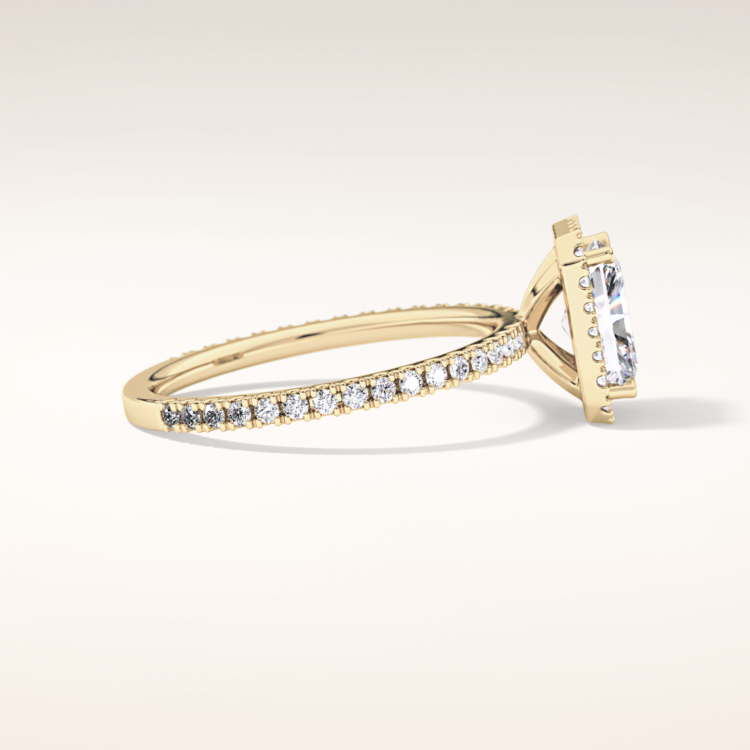 1.21 CT Radiant Shaped Halo & Pave Moissanite Engagement Ring