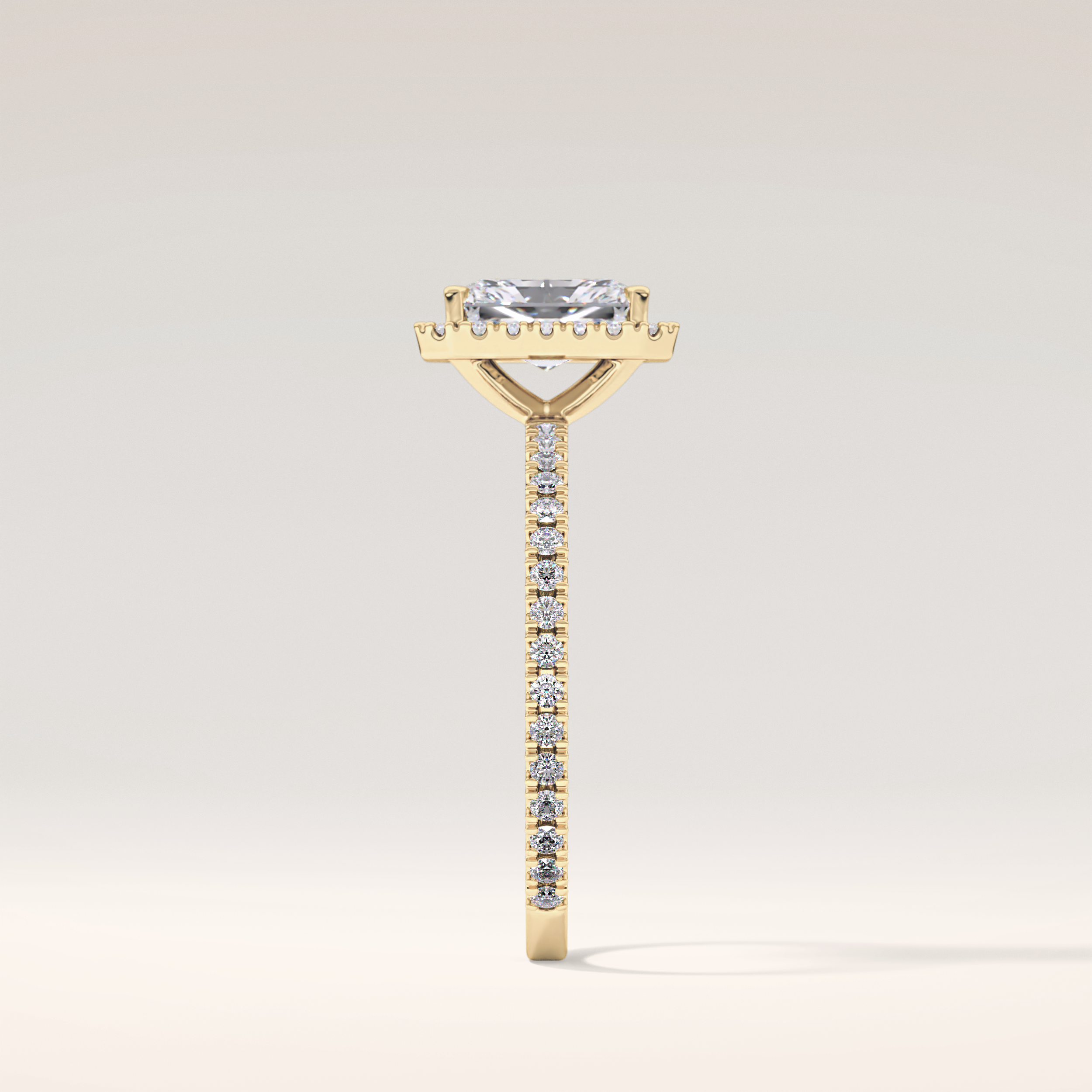1.21 CT Radiant Shaped Halo & Pave Moissanite Engagement Ring