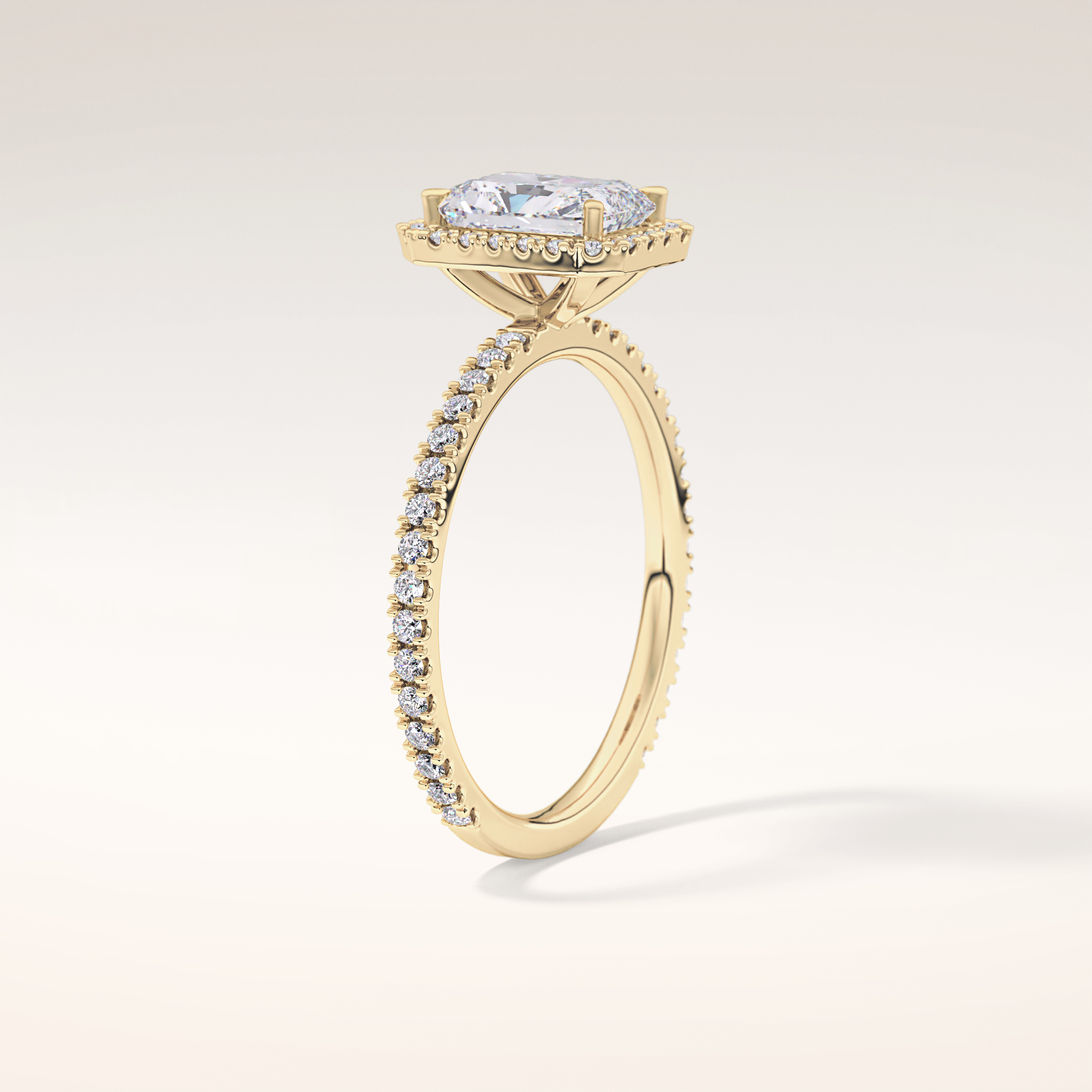 1.21 CT Radiant Shaped Halo & Pave Moissanite Engagement Ring